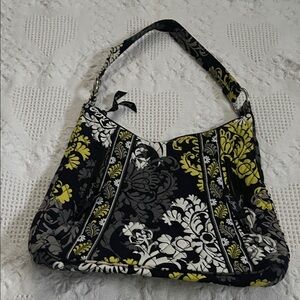Vera Bradley Black and Yellow Floral Shoulder Bag